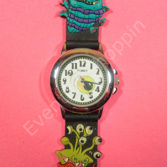 Timex Kids Watch Monsters Mechanical Strap 30 Meters New Battery - Picture 1 of 5